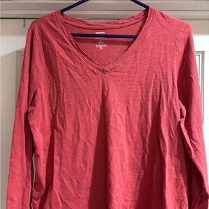 Sonoma Women's Pink Long Sleeve V-Neck Top
